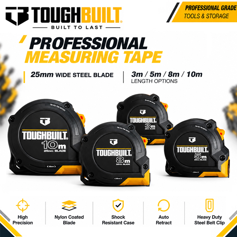 Stanley Tape 25Ft - Fita Métrica de Aço Série TOUGHBUILT